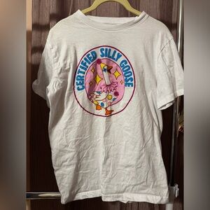 Bioworld White Kids 'Certified Silly Goose' Graphic Tee with Pink and Blue